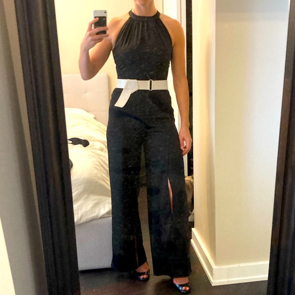 DONATED - High Neck Jumpsuit Split Hem Black Size 6 NWOT - Picture 1 of 4